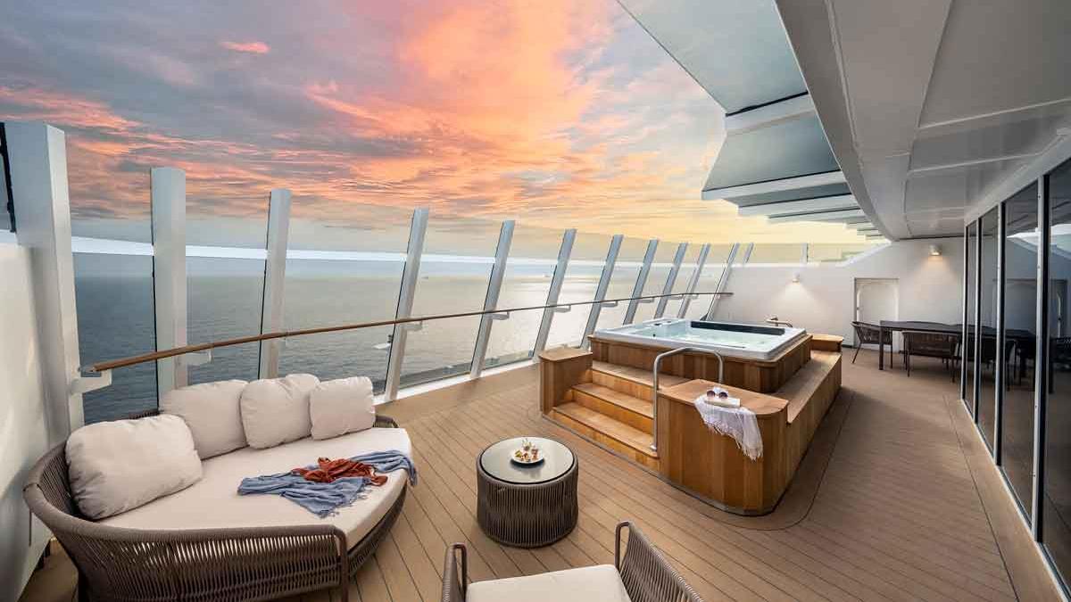 Una de las suites del MSC Yacht Club, la zona más exclusiva de los barcos de MSC Cruceros.