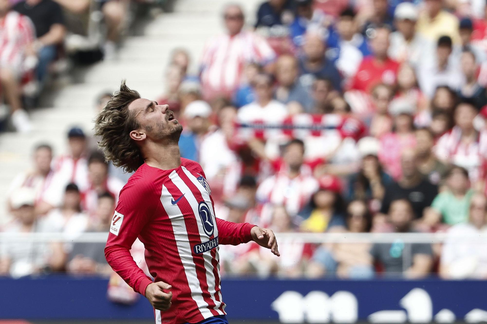 MADRID, 12/05/2024.- El delantero francés del Atlético de Madrid, Antoine Griezmann, durante el partido de LaLiga entre el Atlético de Madrid y el Celta, este domingo en el estadio Metropolitano. EFE/ Sergio Pérez