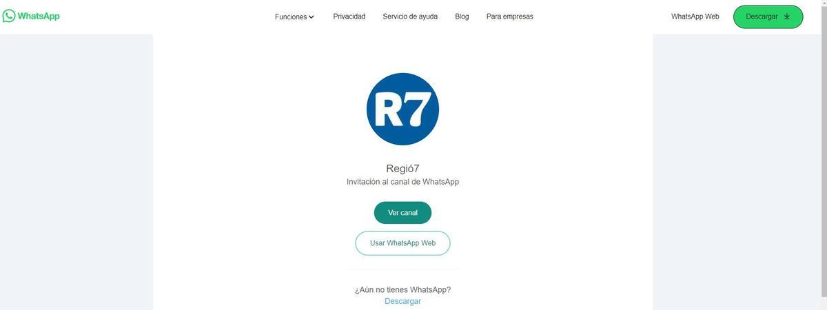 Accedir al canal de Regió7 des de WhatsApp Web