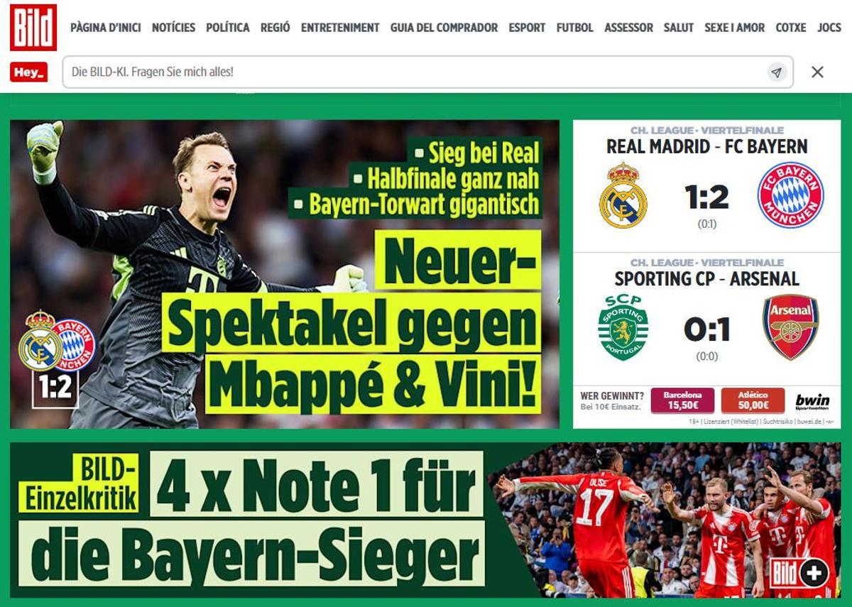En Alemania alucinan con el partido de Manuel Neuer contra el Madrid
