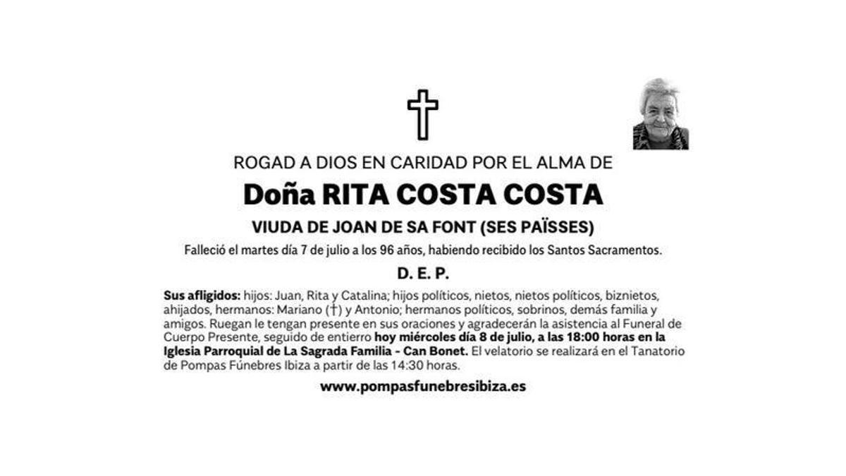Esquela Rita Costa Costa