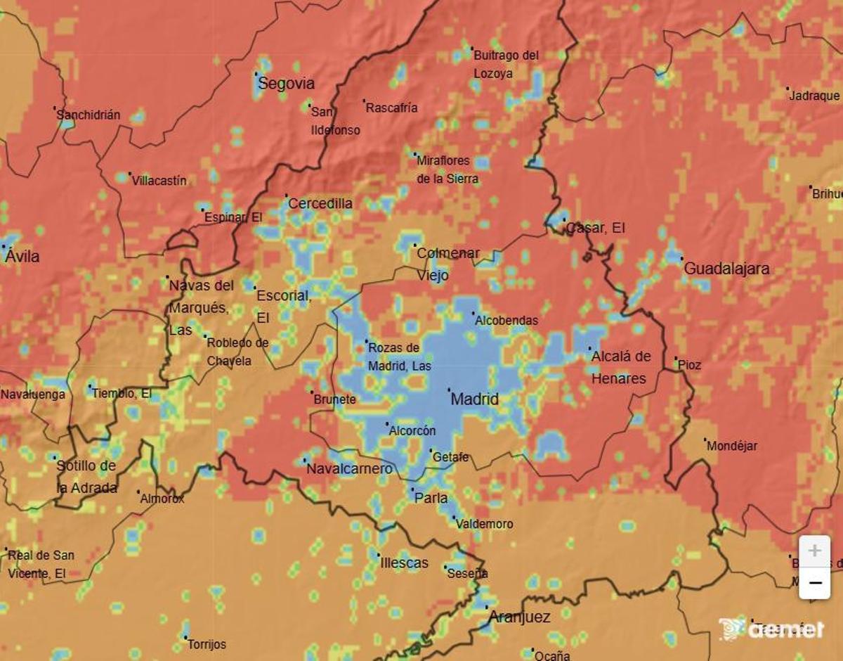 Mapa peligro de incendio para este miércoles