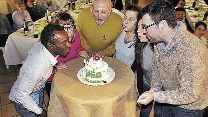 Balboa, Busquets, Ensenyat, Santiago, Truyol y Noguera, ayer en la celebración del aniversario de Més.
