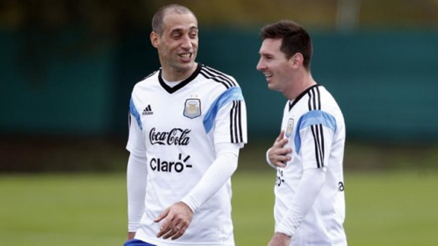 Messi entrena con Argentina