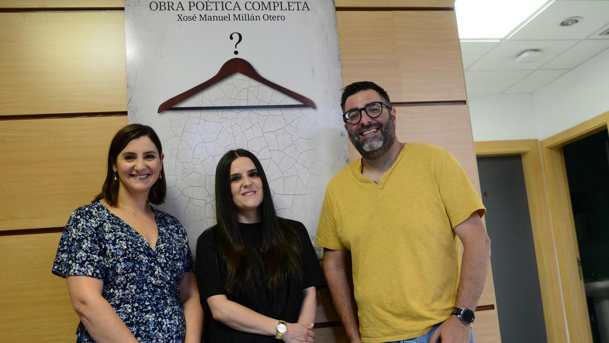 Míriam Ferradáns (centro) coa alcaldesa de Moaña, Leticia Santos, e o edil de Cultura, Xosé Daniel Costas .