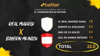 Real Madrid vs. Bayern Múnich: Combipartido de Betfair a cuota 22.0