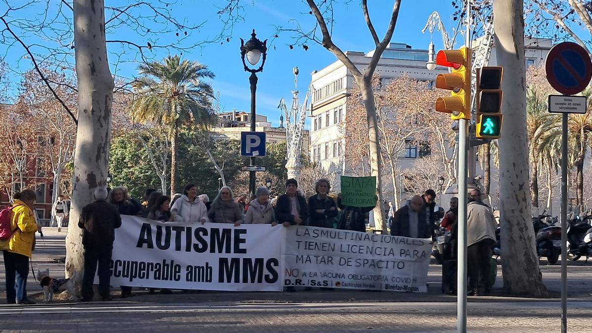 Protesta en el TSJC ante la vista previa por la demanda de Josep Pàmies contra el consejero de Salud, Manel  Balcells.