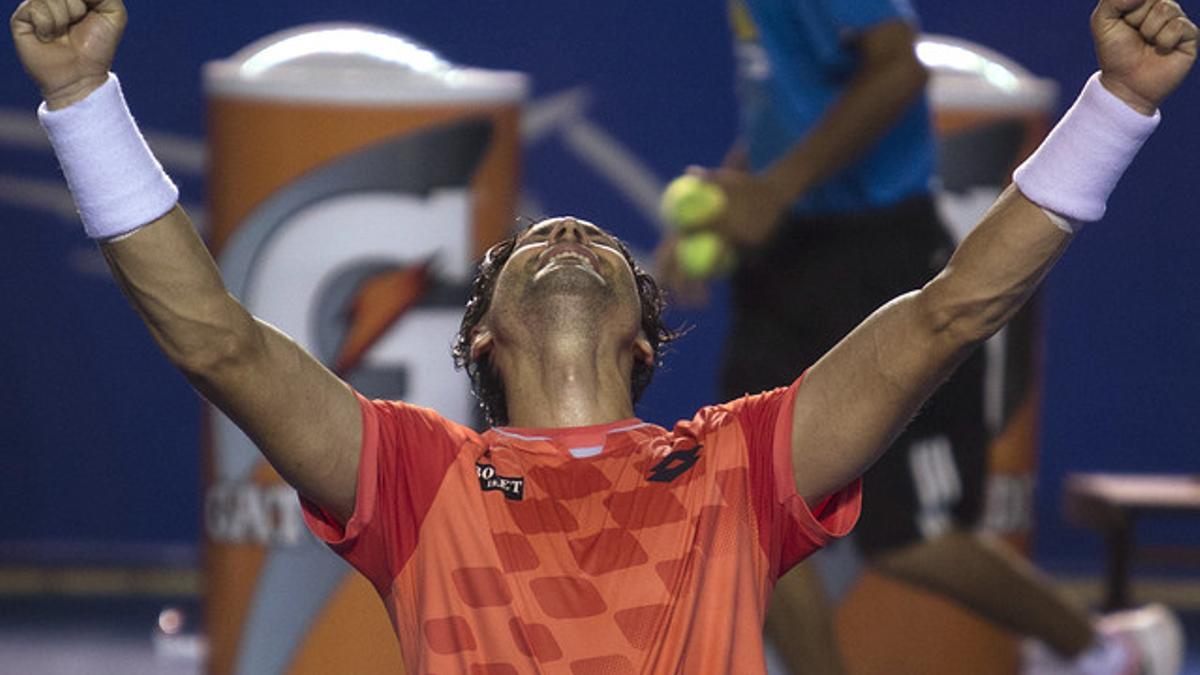 David Ferrer celebra su victoria frente a Kei Nishikori