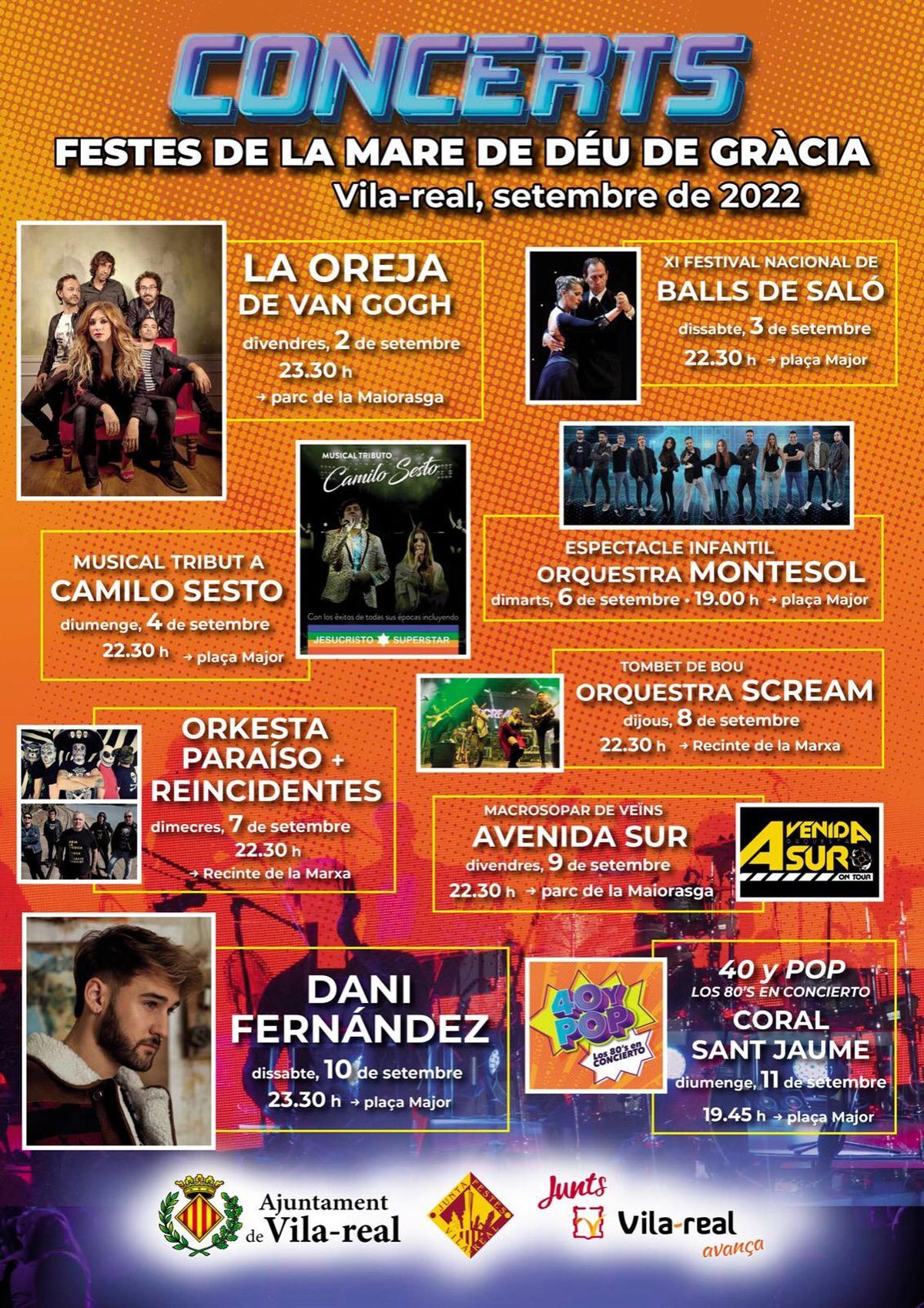 Imagen del cartel de citas musicales de las fiestas patronales de septiembre en Vila-real.