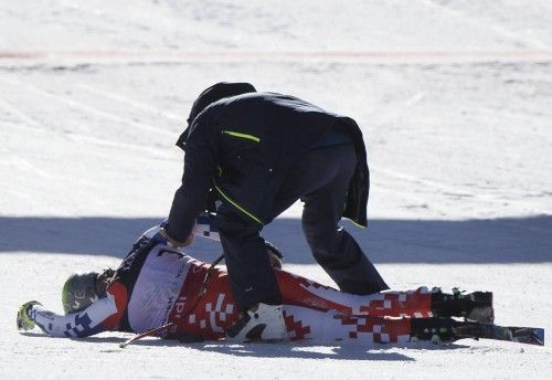 Caída del esquiador checo Ondrej Bank en el Mundial de esquí