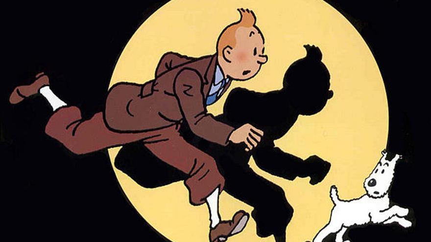 El famoso reportero de dos dimensiones Tintin, acompañado de su perro Milú.