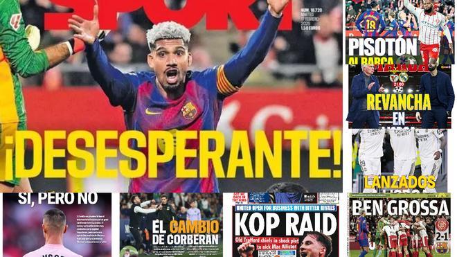 No hay perdón en las portadas: del "Desesperante" al "Pisotón al Barça"