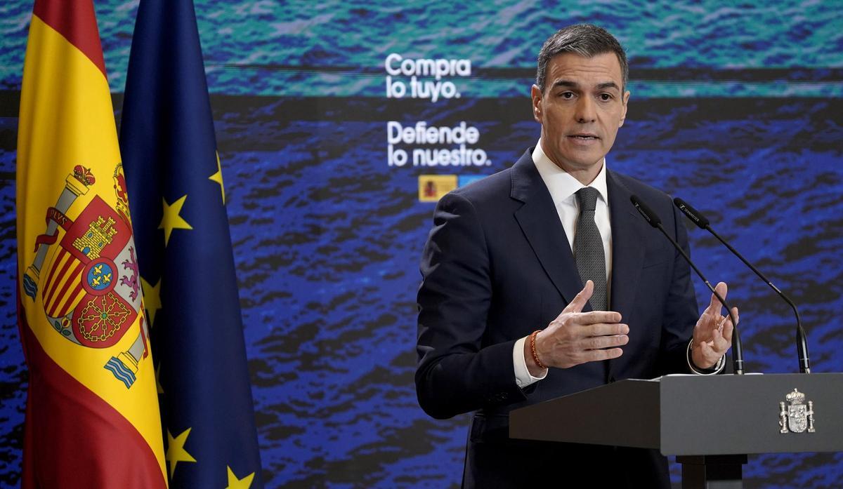 Pedro Sánchez compareix a la Moncloa després de lanunci dels aranzels de Donald Trump