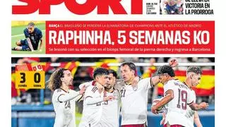 La portada de SPORT de hoy sábado, 28 de marzo de 2026