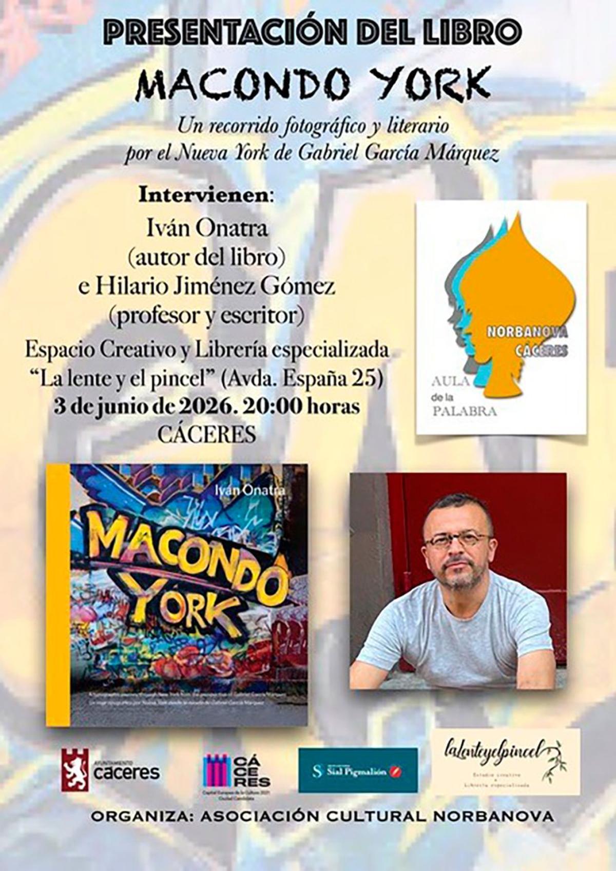 Cartel oficial de la presentación del libro.
