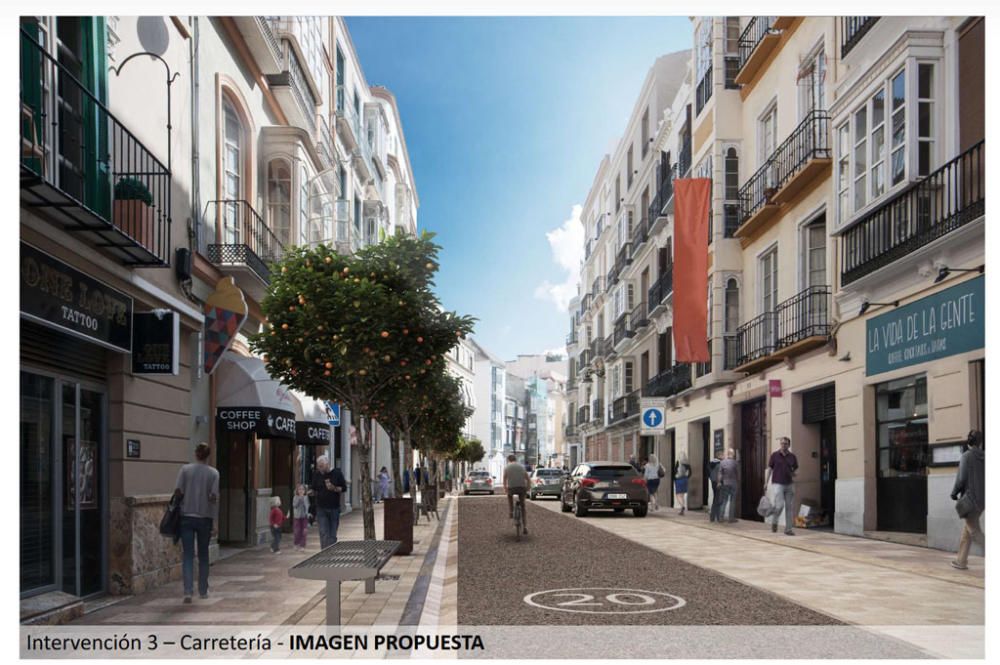 Una imagen del diseño propuesto por el Ayuntamiento para la calle Carretería, sin aceras.