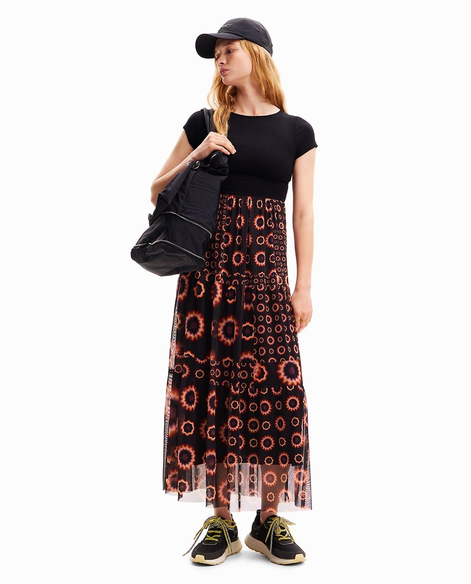 Vestido midi combinado geométrico de Desigual (en El Corte Inglés)