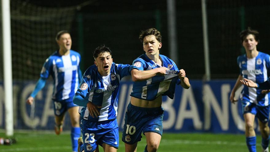 El Dépor juvenil asombra en la Copa remontando dos goles al Atlético