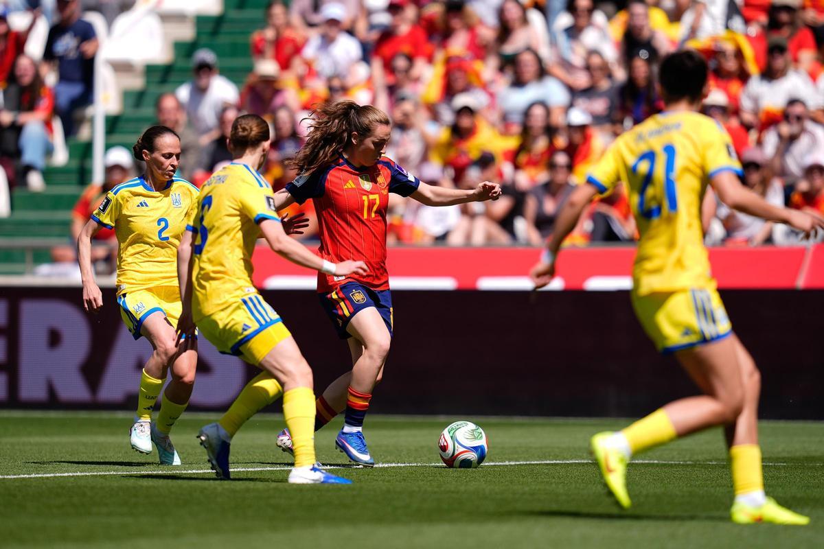 Partido de clasificación para la Copa Mundial Femenino entre España y Ucrania, en imagenes.