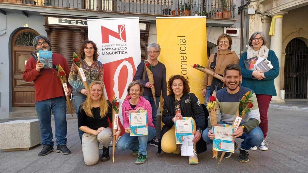 Comerciants de Berga i membres del Servei Local de Català, del Consorci per a la Normalització Lingüística
