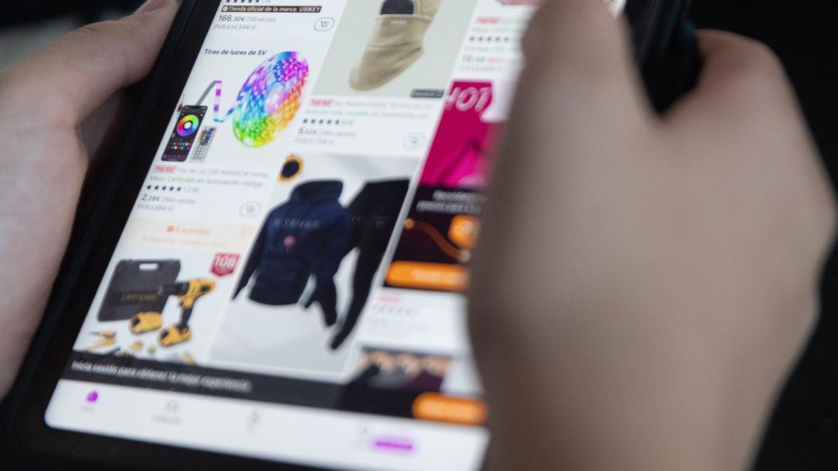 Una persona en una página de comercio digital.