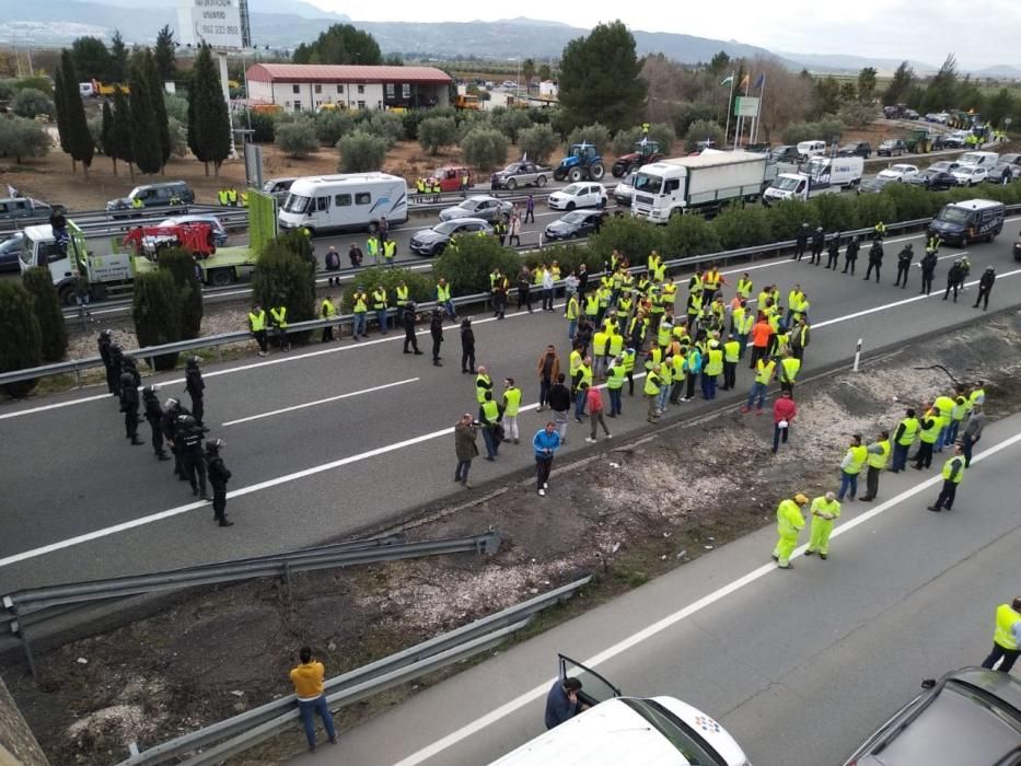 Tractorada de los agricultores y ganaderos malagueños contra los precios bajos que impone la industria.