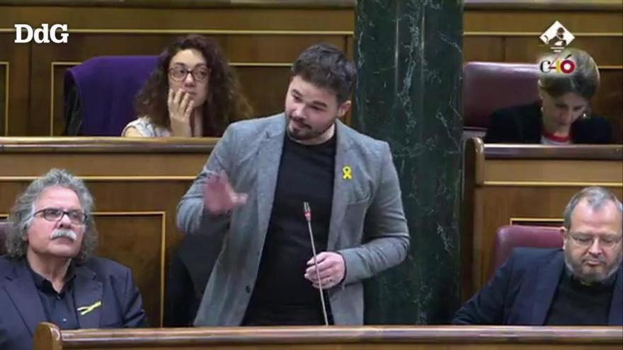 Rufián, expulsat del ple del Congrés després d'una picabaralla amb Borrell