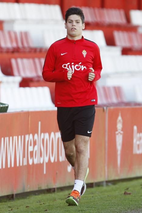 Entrenamiento del Sporting de Gijón con visita de Ángel María Villar