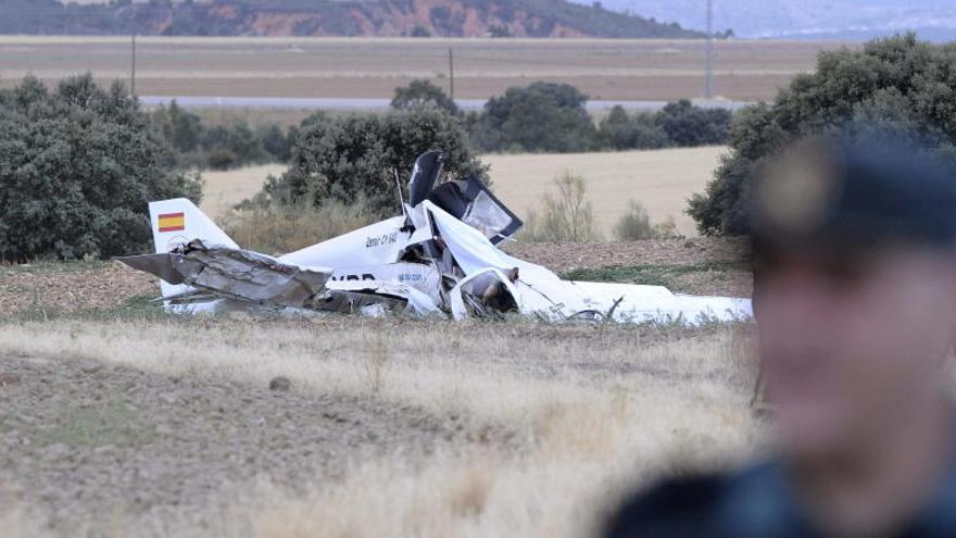 Imagen de la avioneta siniestrada en Guadalajara.