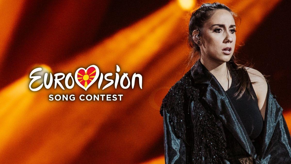 Andrea, representante de Macedonia del Norte, en su ensayo en Eurovisión 2022.