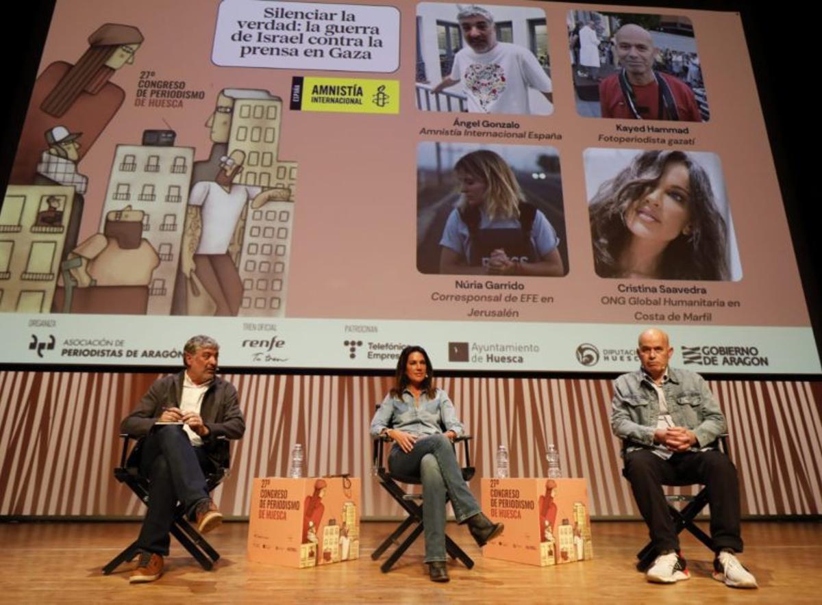 Mesa en la que se analizó el conflicto de Gaza. | CONGRESO DE PERIODISMO DE HUESCA