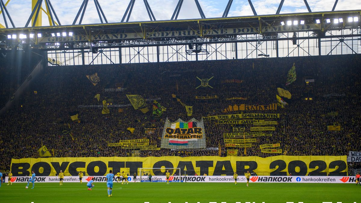 Protestas en el Signal Iduna Park, feudo del Borussia Dortmund