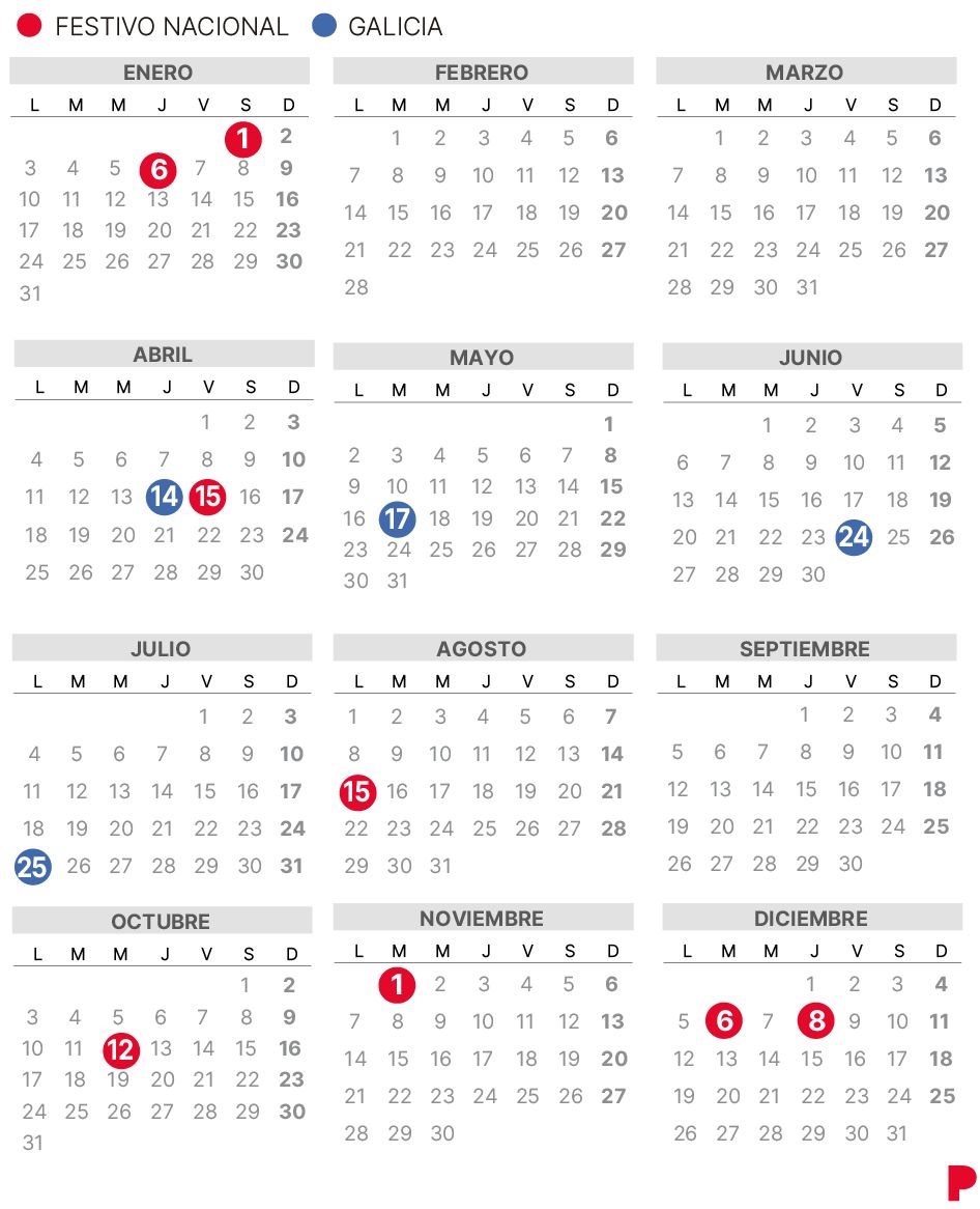 Calendario laboral Galicia 2022