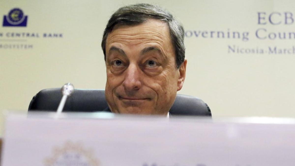 Mario Draghi durante una rueda de prensa.