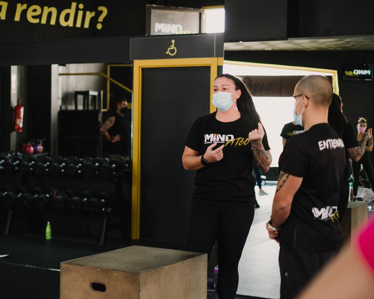 Belinda Oliva antes de comenzar uno de sus entrenamientos