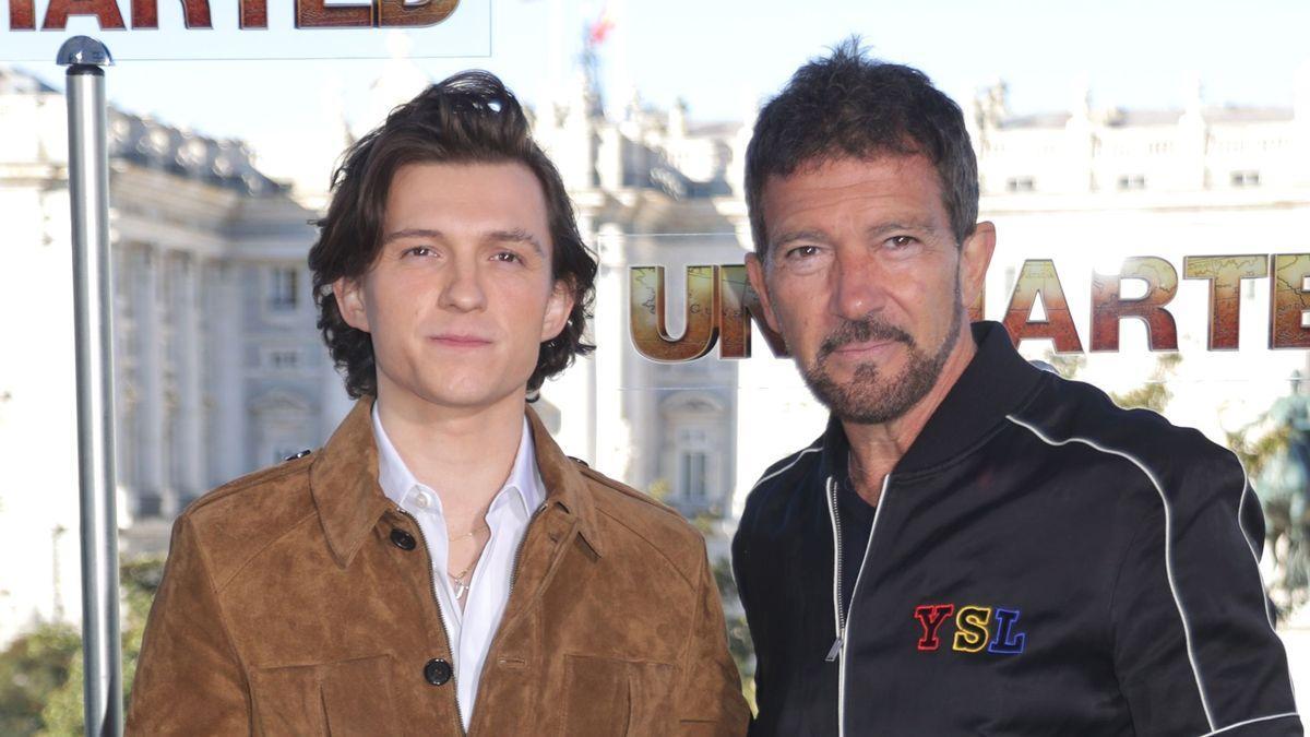 Tom Holland y Antonio Banderas presentan &#039;Uncharted&#039; en Madrid.