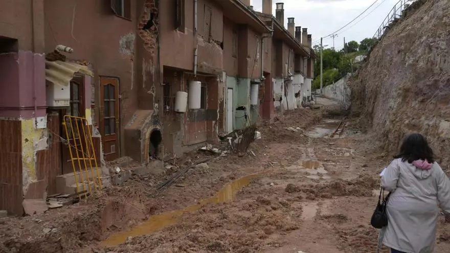 Estado de las casas tras el derrumbe del muro de Rabiche