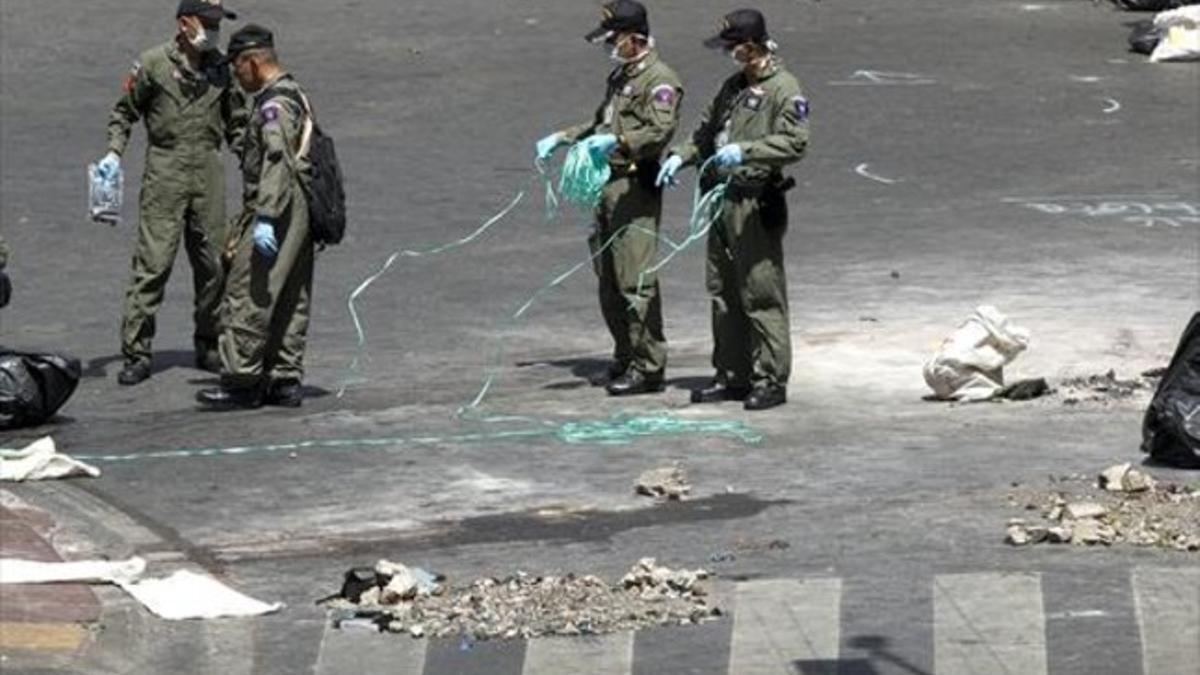 Escenario de la explosión mortal en el templo de Erawan, en Bangkok.