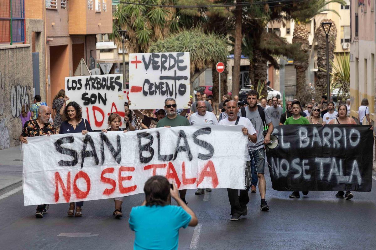 Los vecinos de San Blas claman de nuevo por la tala de árboles en el barrio