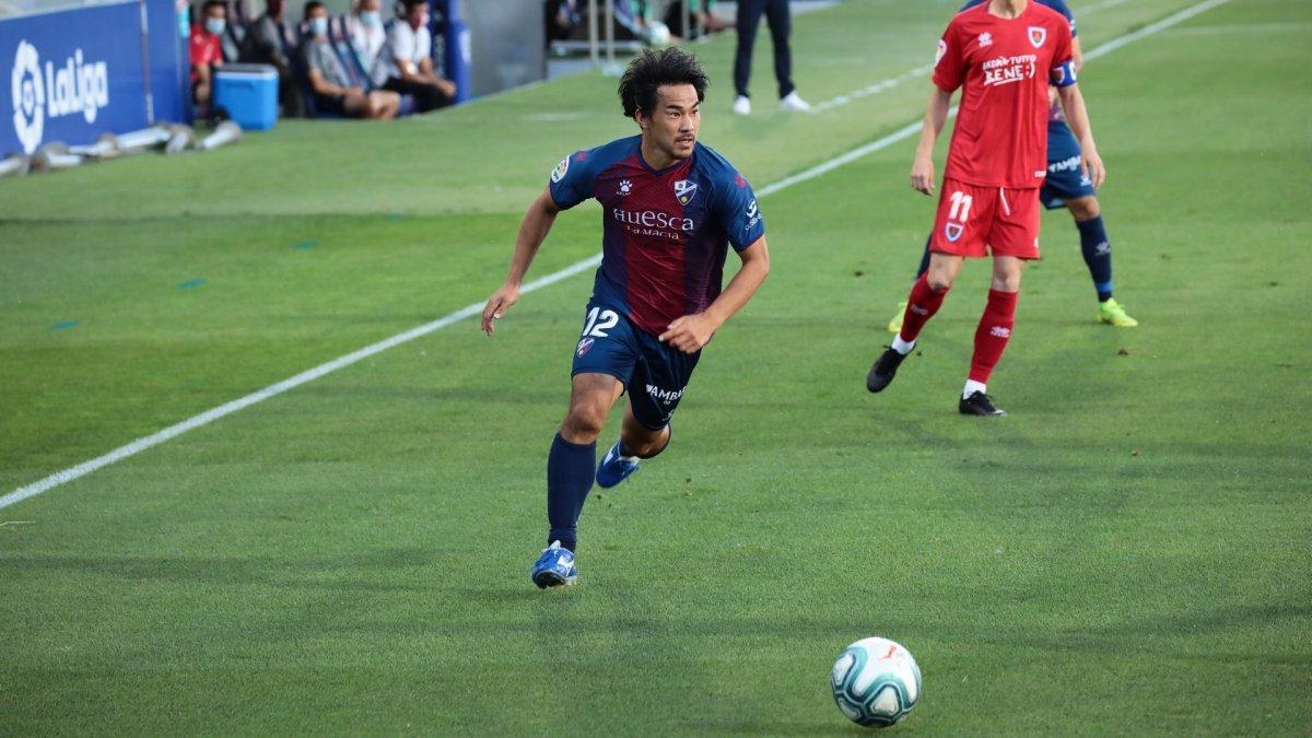 Okazaki, durante el partido contra el Numancia.