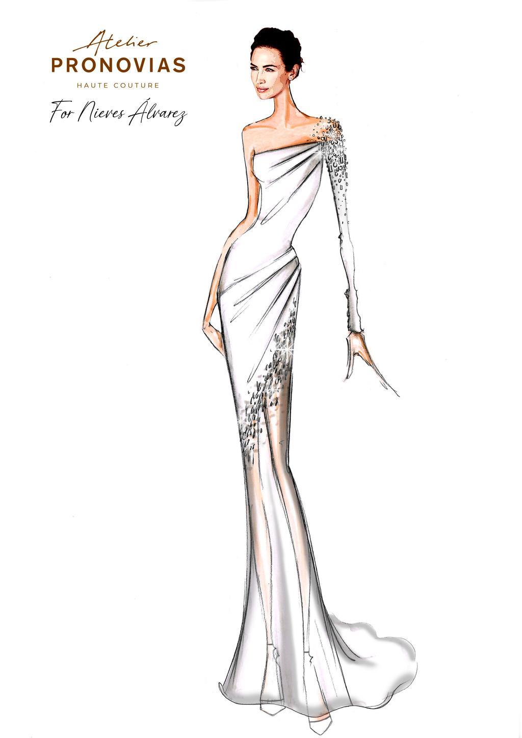 Sketch del vestido de Atelier Pronovias para Nieves Alvarez.