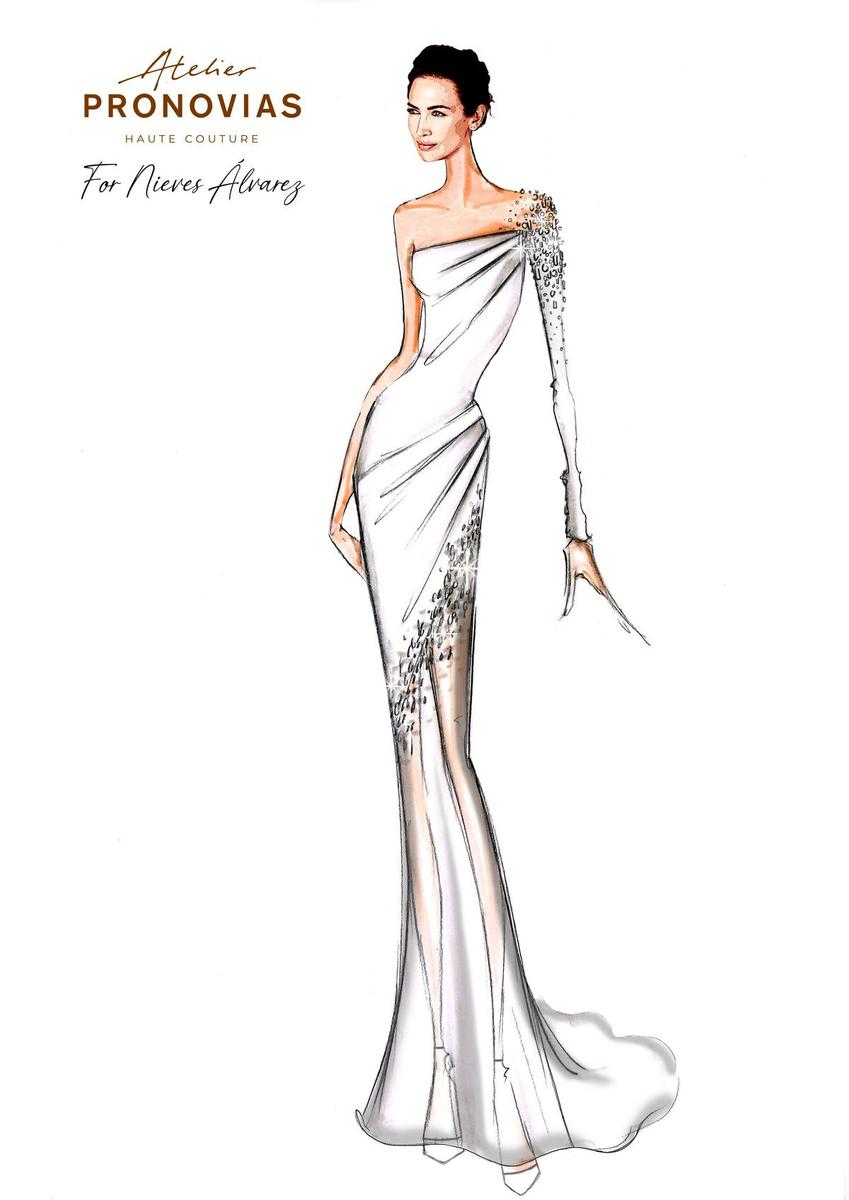 Sketch del vestido de Atelier Pronovias para Nieves Alvarez