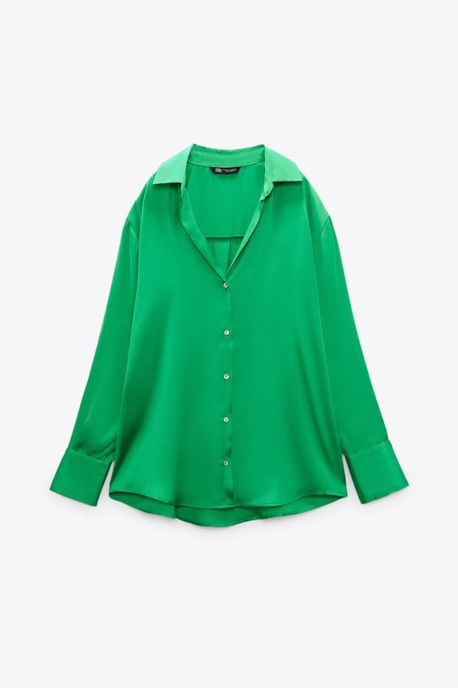 Camisa satinada verde