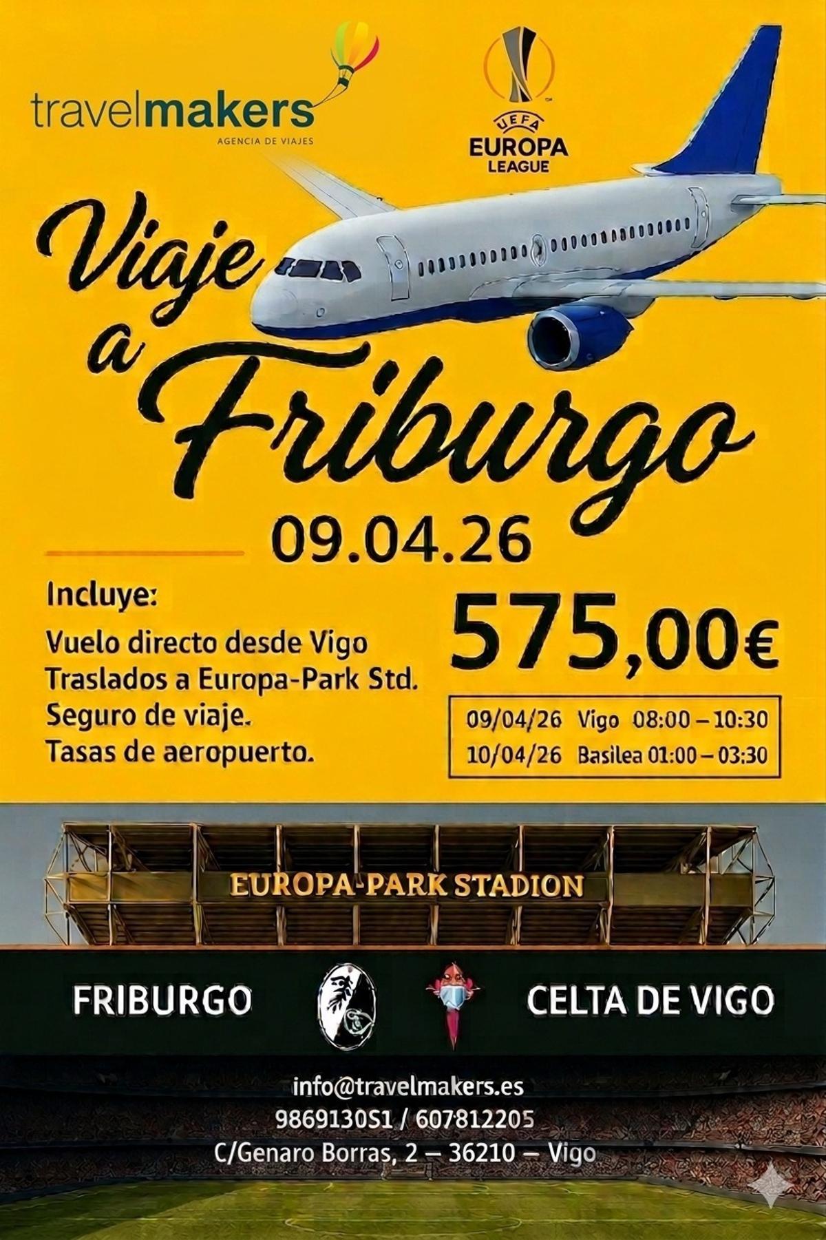 Viaje de Travelmakers a Friburgo para seguir al Celta
