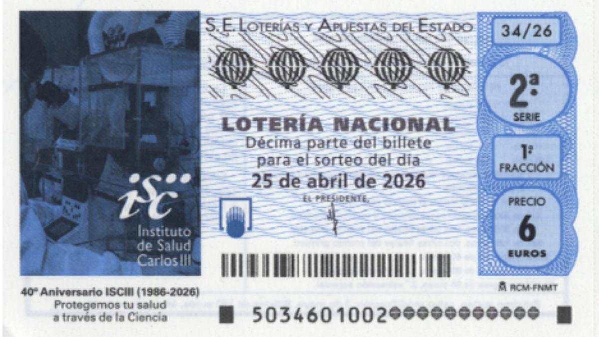 Boleto de la Lotería Nacional del 25 de abril de 2026