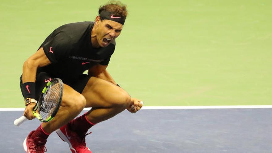 Nadal celebra su triunfo ante Del Potro que vale otra final.