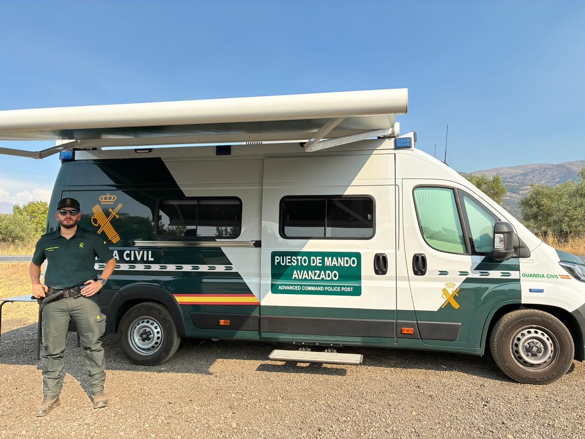 Puesto de Mando Avanzado de la Guardia Civil desplegado en La Granja.
