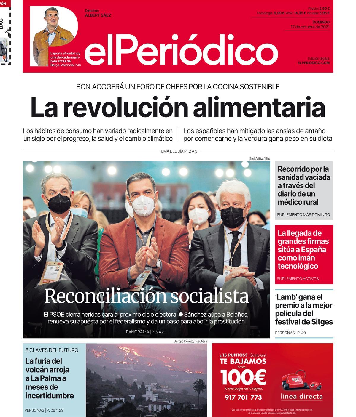 La portada d’EL PERIÓDICO del 17 d’octubre de 2021 La portada d’EL PERIÓDICO del 17 d’octubre de 2021