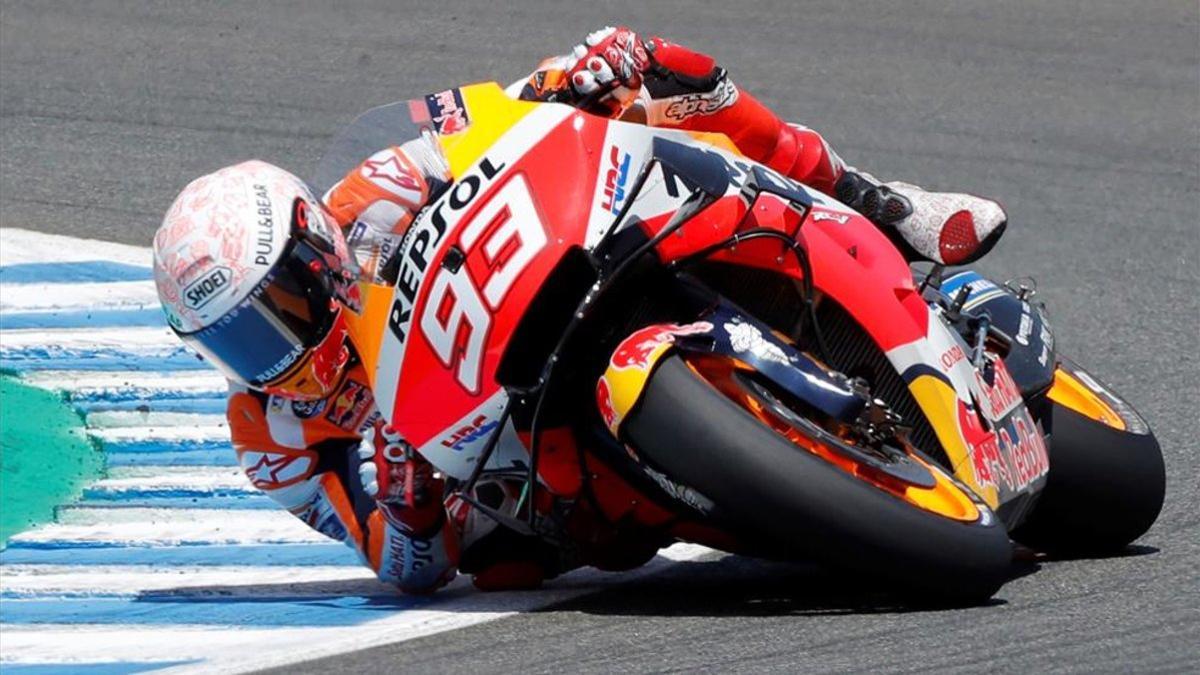 Marc Márquez durante la carrera en Jerez