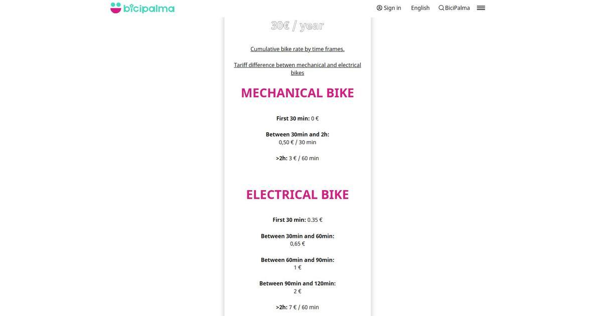 Die seit dem 1. August 2025 geltenden Tarife von BiciPalma.